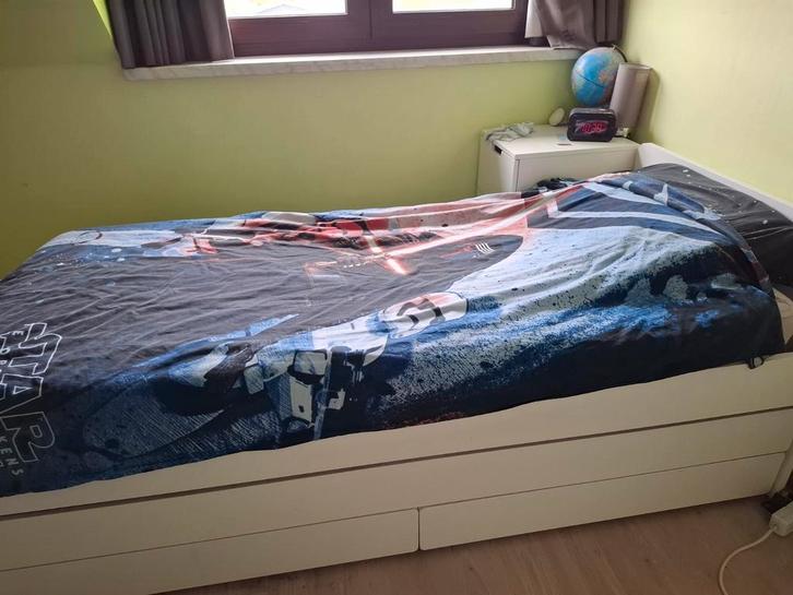 Eenpersoonsbed met onderbeen en schuiven, Huis en Inrichting, Slaapkamer | Complete slaapkamers, Gebruikt, Ophalen