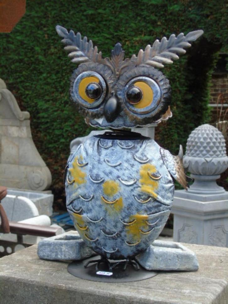 smeedijzeren uil met veerkop, beweegt vanzelf, Tuin en Terras, Tuinwanddecoratie, Nieuw, Ophalen
