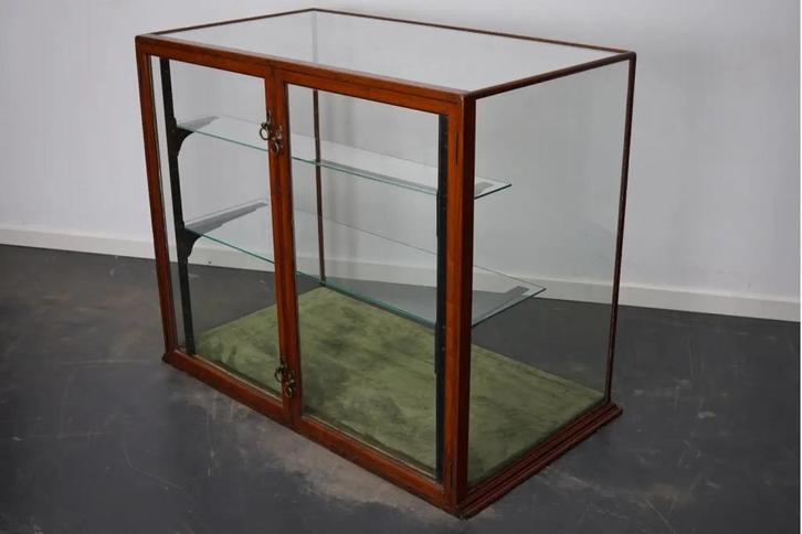 Victoriaanse mahoniehouten winkelvitrine / toonbank, eind 19, Antiek en Kunst, Antiek | Meubels | Kasten, Ophalen of Verzenden