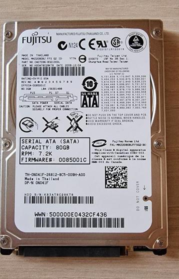 Disque dur pour ordinateur portable FUJITSU 80 Go, Enlèvement ou Envoi, Utilisé, Laptop
