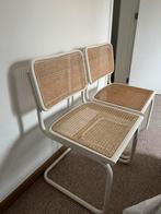 Vintage Cesca stoelen — witte structuur, Huis en Inrichting, Ophalen, Wit, Zo goed als nieuw, Metaal