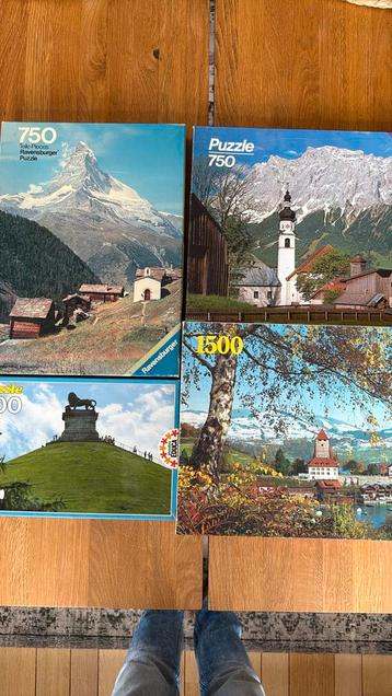 4 puzzles de 500 à 1500 pièces, Enlèvement ou Envoi, 500 à 1500 pièces, Comme neuf, Puzzle