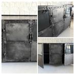 Commode Buffet Dressoir Vaisselle métal vieilli vitres loft, Ophalen, Gebruikt, Glas, Minder dan 100 cm