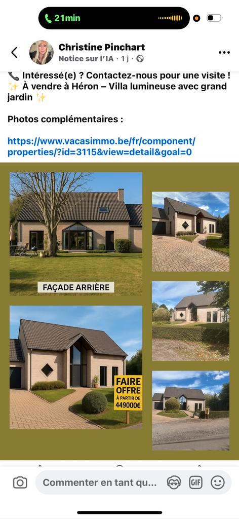 À vendre à Héron – Villa lumineuse avec grand jardin, Immo, Huizen en Appartementen te koop, Provincie Luik, 1000 tot 1500 m²