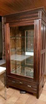 Antieke houten vitrinekast, Maison & Meubles, Armoires | Vitrines, Avec tiroir(s), 200 cm ou plus, 50 à 100 cm, Enlèvement