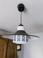 Retro plafondlamp wit-zwart, Ophalen, Gebruikt, Glas