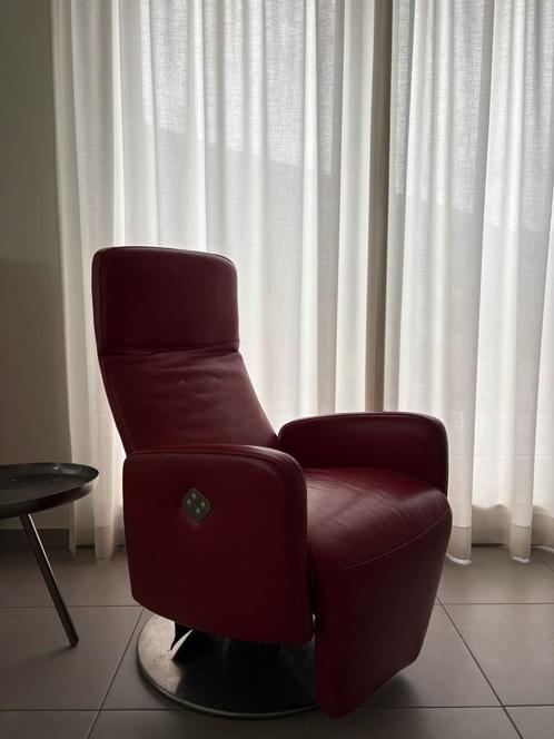 Elektrische relaxzetel in écht leder – draaibaar, topcomfort, Huis en Inrichting, Fauteuils, Ophalen