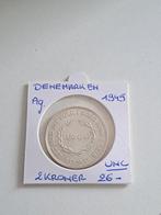 Denmark 2 kroner 1945 AG UNC !! Geres els, Ophalen of Verzenden