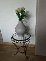 Retro tafeltje rond ,glas !, Ophalen, Zo goed als nieuw, Rond, Glas