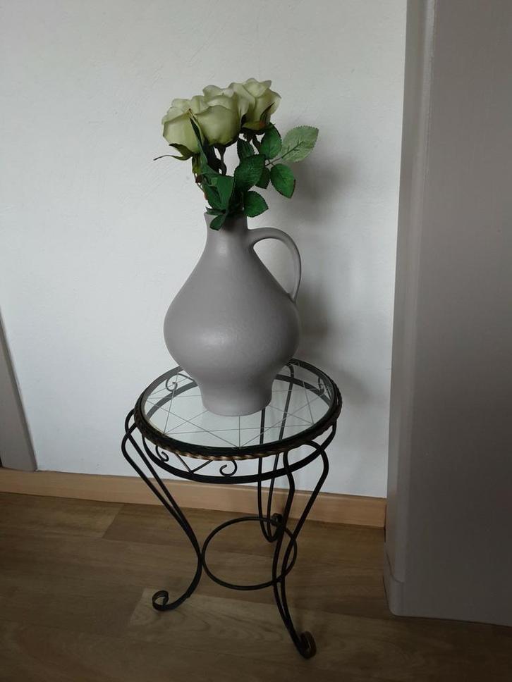 Retro tafeltje rond ,glas !, Huis en Inrichting, Tafels | Bijzettafels, Zo goed als nieuw, Rond, Glas, Ophalen