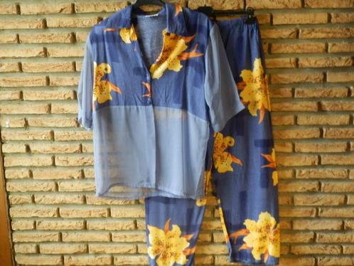 (9) - ensemble pantalon et blouse femme t.40 bleu - orangé, Kleding | Dames, Broeken en Pantalons, Zo goed als nieuw, Maat 38/40 (M)