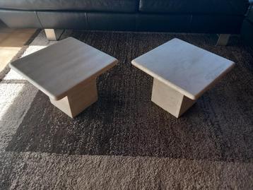2 travertin salontafel  / bijzettafel  / koffietafel  beschikbaar voor biedingen