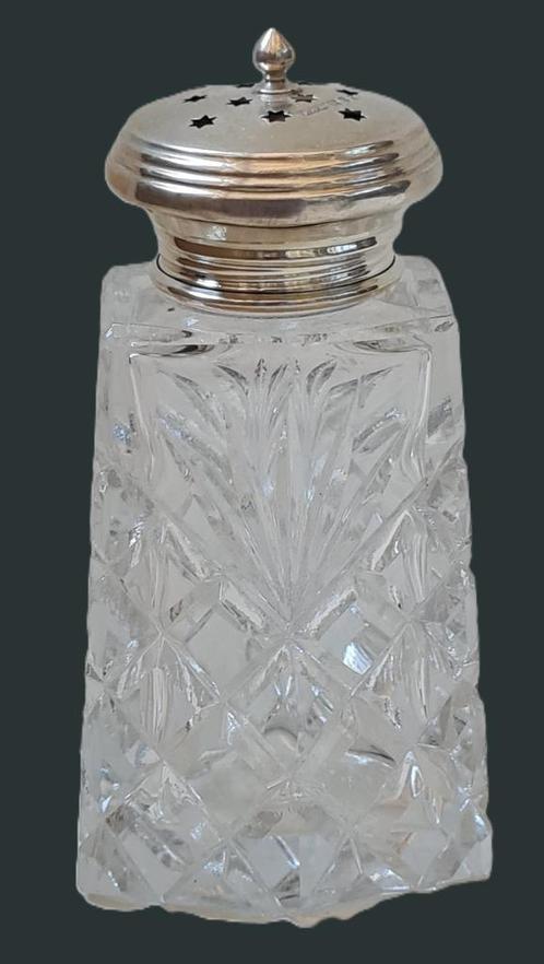 Geslepen kirstal en Silver suikerstrooier 1962, Antiek en Kunst, Antiek | Glaswerk en Kristal, Ophalen of Verzenden