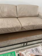 Leren driezitsbank, Huis en Inrichting, Slaapkamer | Slaapbanken, Ophalen, Gebruikt, 90 cm, Crème