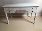 Bureau en bois massif blanc antiquaire - L130 x P65 x H83 cm, Ophalen, Zo goed als nieuw, Bureau