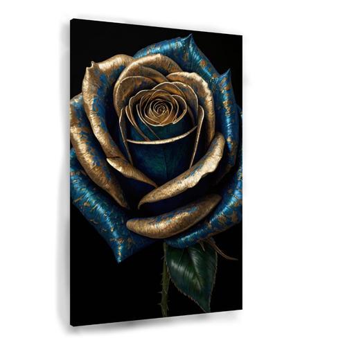 Éclat doré sur toile Blue Rose 60x90cm - 18mm., Maison & Meubles, Accessoires pour la Maison | Peintures, Dessins & Photos, Neuf