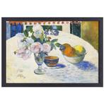 Bloemen en een fruitschaal op tafel - Paul Gauguin canvas +, Huis en Inrichting, Nieuw, Print, 50 tot 75 cm, Oorspronkelijke maker