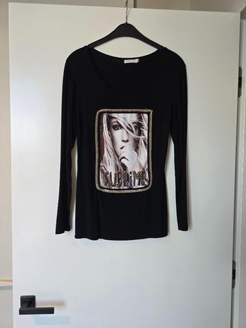 Zwarte T-Shirt & Sous Pull met lange mouwen - Mt Medium beschikbaar voor biedingen