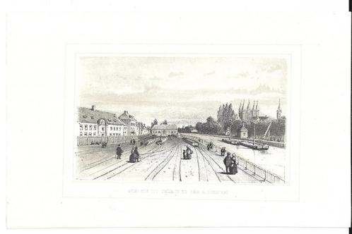 1844 - Tournai / la gare, Antiquités & Art, Art | Eaux-fortes & Gravures, Envoi