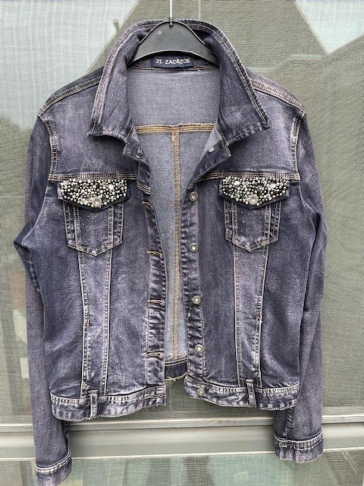 Jeansvest Zac&Zoe - Mt 42, Kleding | Dames, Jasjes, Kostuums en Pakken, Zo goed als nieuw, Jasje, Maat 42/44 (L), Blauw, Ophalen of Verzenden