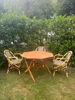 6 tuinstoelen ,kunstof ,imitatie bamboe tafel niet!, Tuin en Terras, Ophalen, Kunststof, 6 zitplaatsen, Zo goed als nieuw
