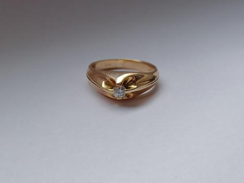 Prachtig 14 kt + diamant ring, Handtassen en Accessoires, Ringen, Gebruikt, Dame of Heer, Goud, Goud, Met edelsteen, Ophalen of Verzenden