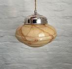 Vintage Art-Deco gemarmerde opaline glazen hanglamp., Ophalen of Verzenden