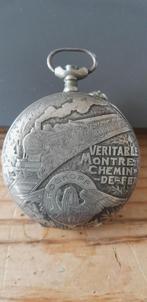 Antieke zakhorloge chemin de fer , roskopf onderdelen ...,, Antiek en Kunst, Ophalen of Verzenden