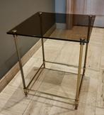 Vintage - tafel in gerookt glas-Messing - 70-80, Antiek en Kunst, Ophalen