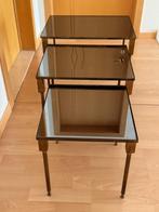 Vintage Nesttafels – Set van 3 – Glas & Messing - Jaren 60, Huis en Inrichting, Ophalen of Verzenden, Gebruikt, Glas