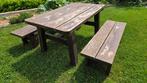 Ensemble Table jardin en bois massif, Ophalen, 4 zitplaatsen, Gebruikt, Loungeset
