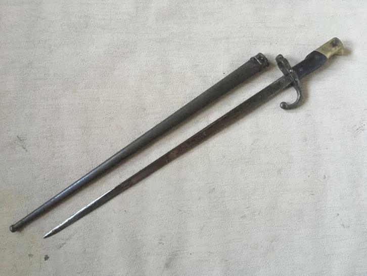 wo1 - Franse M1874 Gras bajonet met schede Châtellerault '83, Verzamelen, Militaria | Algemeen, Landmacht, Mes of Dolk, Ophalen of Verzenden