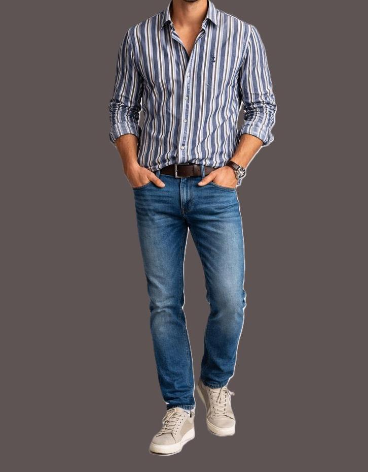 River Woods herenoverhemd maat XL, Kleding | Heren, Overhemden, Gedragen, Halswijdte 43/44 (XL), Blauw, Ophalen of Verzenden