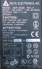 Oplader Laptop, Delta ADP-45GB, 19 Volt 2,4 A, Ophalen of Verzenden, Gebruikt, Delta Electronics Inc.