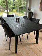 Zwarte houten tafel + 6 stoelen, Ophalen, Gebruikt