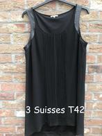 3 Suisses zwarte voile jurk met voering T42, Ophalen of Verzenden, Gedragen, Maat 42/44 (L), Zwart