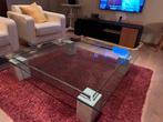 Glazen salontafel, Huis en Inrichting, Tafels | Salontafels, Ophalen, 100 tot 150 cm, Vierkant, Minder dan 50 cm
