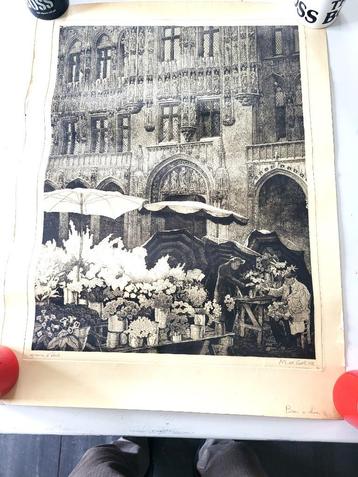 Gravure de Michel De Goeye - 72 cm x 54 cm, Enlèvement ou Envoi