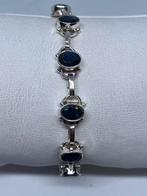 Zilveren echte saffier armband, Avec pierre précieuse, Bleu, Argent, Enlèvement ou Envoi