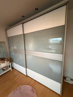 Garde-robe moderne 2,50 m – portes coulissantes, verre blanc, Maison & Meubles, Enlèvement, Comme neuf, Verre, Avec porte(s)