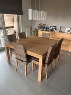 Massief eiken tafel + 6 stoelen, Huis en Inrichting, Tafels | Eettafels, Zo goed als nieuw, Ophalen