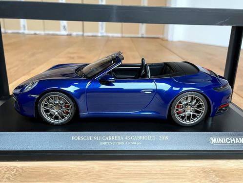SUPERDEAL Porsche 911 992 4S cabrio blauw 1:18 Minichamps, Hobby en Vrije tijd, Modelauto's | 1:18, Nieuw, Auto, MiniChamps, Ophalen of Verzenden