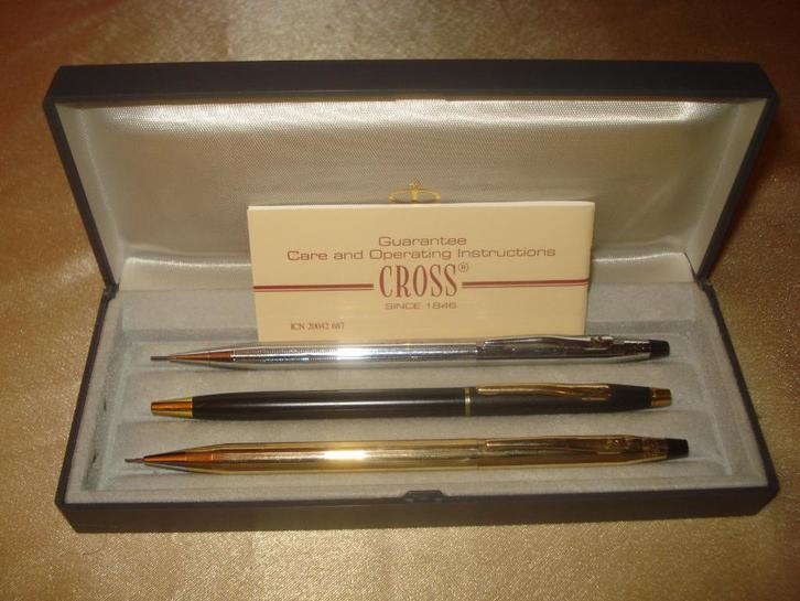 CROSS Lot de 3 Porte-Mines et Stylo-Bille Vintage, Verzamelen, Pennenverzamelingen, Gebruikt, Vulpotlood, Cross, Met doosje, Ophalen of Verzenden