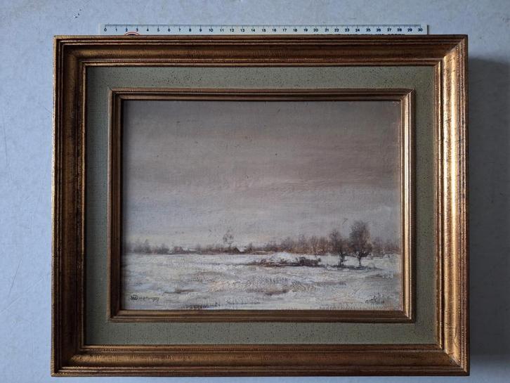 Fraai schilderij "Sneeuwlandschap" van Willem Dolphyn 1987, Antiek en Kunst, Kunst | Schilderijen | Klassiek, Ophalen of Verzenden