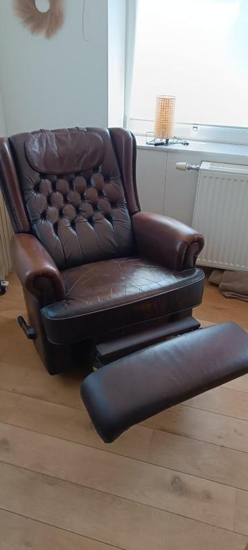 Fauteuil relax en cuir, style ancien  beschikbaar voor biedingen