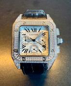 Cartier Santos 100 Automatic, Handtassen en Accessoires, Horloges | Heren, Overige merken, Leer, Staal, Polshorloge