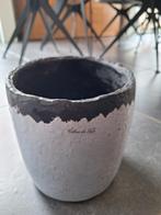 Céline De Lys grijs-zwarte ronde bloempot, Gebruikt, Rond, Binnen, Ophalen of Verzenden