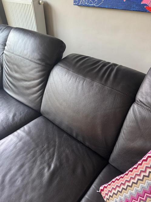 ️ Natuzzi lederen relaxzetel – 4-zit met 2 elektrische rel, Huis en Inrichting, Fauteuils, Gebruikt, Leer, 125 cm of meer, 75 tot 100 cm