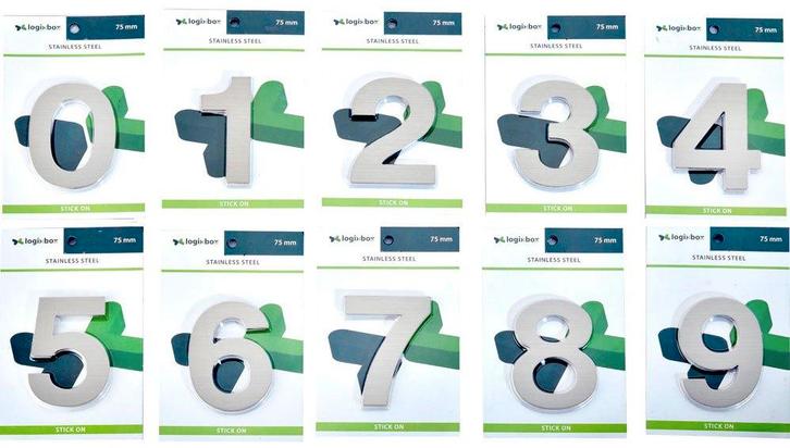 RVS Huisnummers Plakken - Maak je Brievenbus Herkenbaar, Tuin en Terras, Brievenbussen, Nieuw, Brievenbusklep, Inox, Ophalen of Verzenden