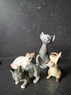 4 kattenbeeldjes uit keramiek/porselein (?) - Vaga, Ophalen of Verzenden, Zo goed als nieuw, Dier
